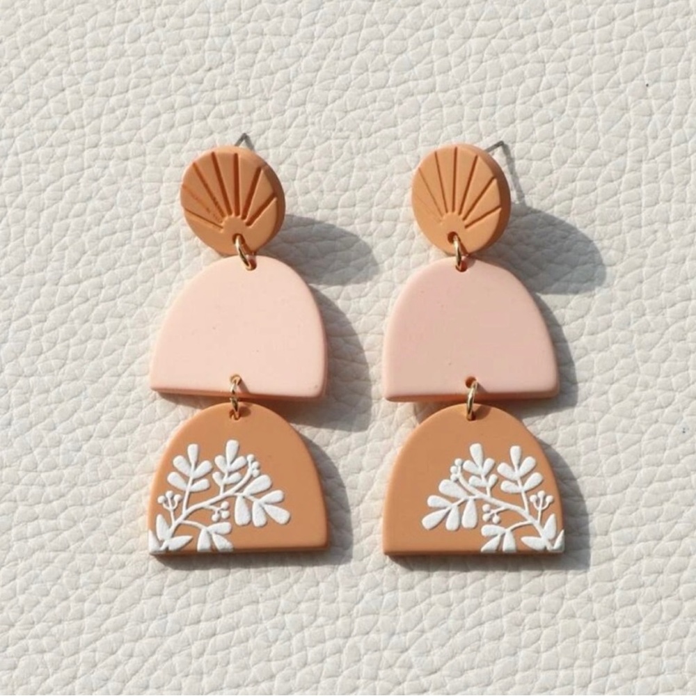 Floral Pattern Drop Earrings - Picture 6 of 6